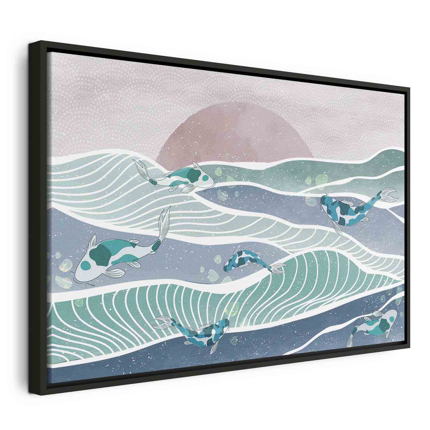 Japanese Fish Waves Canvas Print