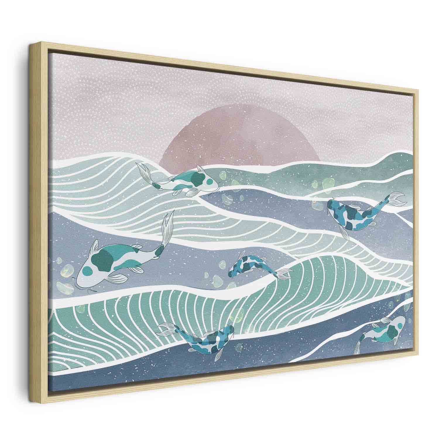 Japanese Fish Waves Canvas Print