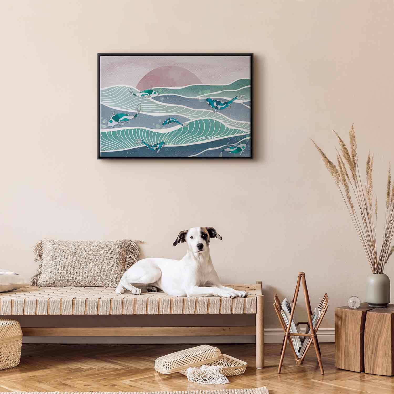 Japanese Fish Waves Canvas Print