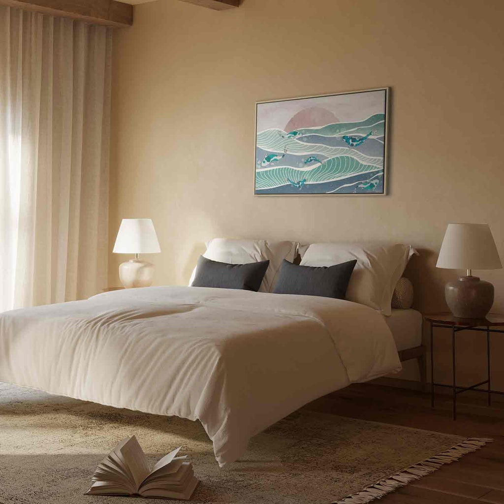 Japanese Fish Waves Canvas Print