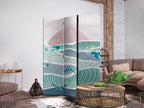 Room Divider with Picturesque Landscape and Koi Fish