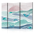 Room Divider - Picturesque Landscape With Fish in Turquoise and Blue