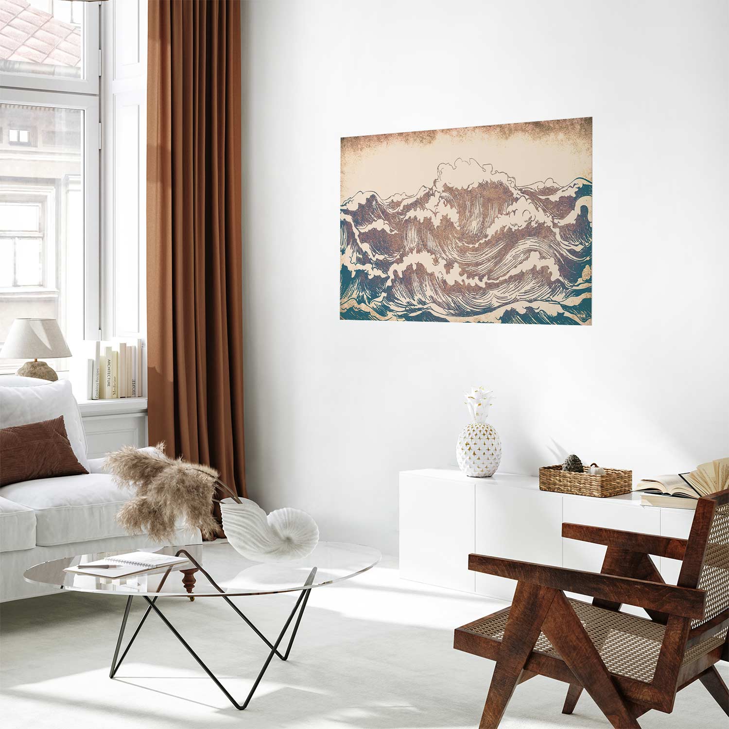 Giant Ocean Waves Vintage Poster