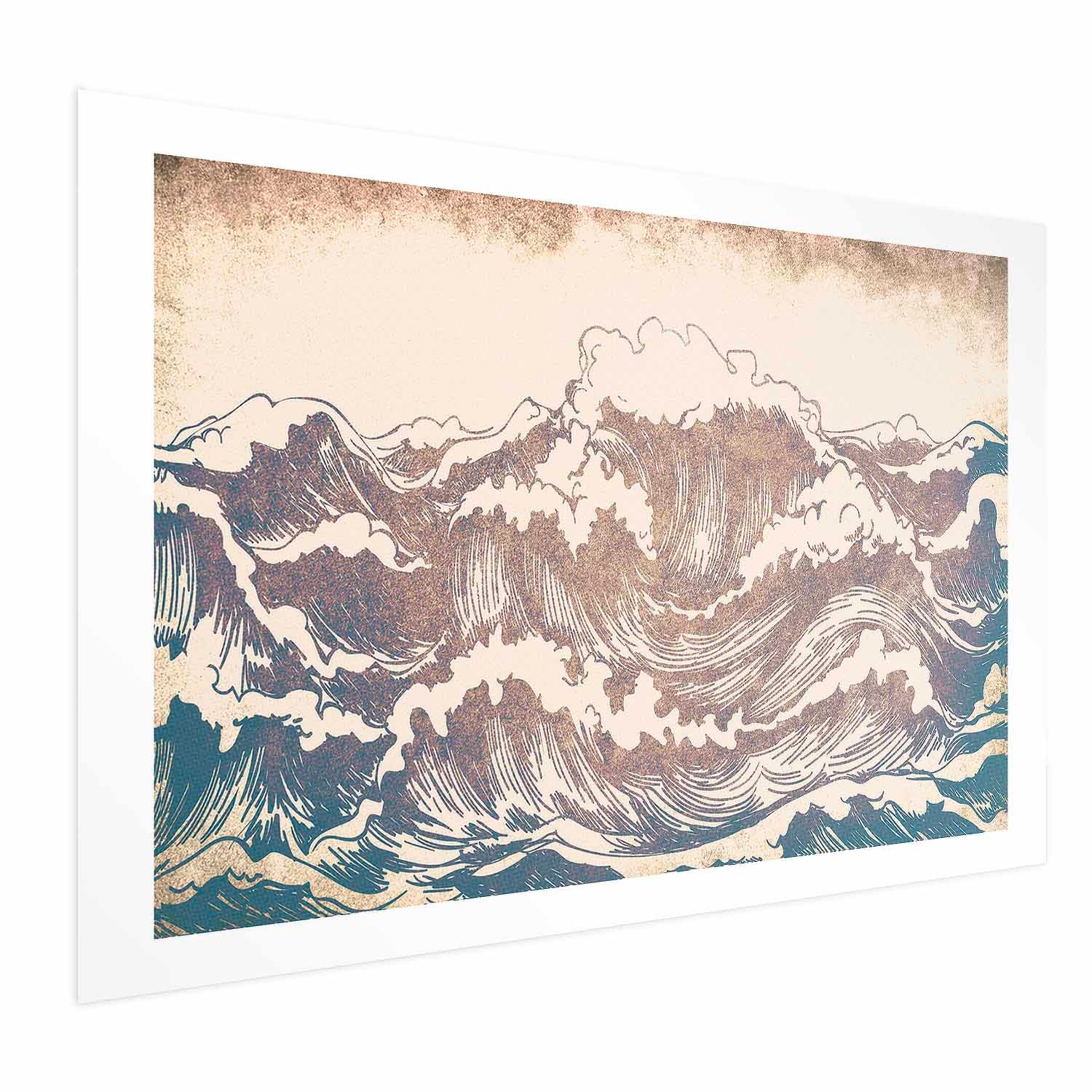 Giant Ocean Waves Vintage Poster