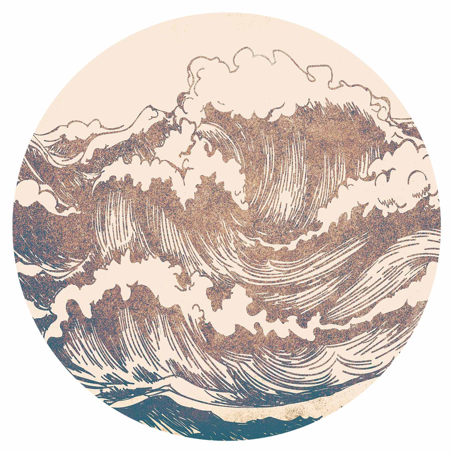 Japanese Giant Waves Round Wall Mural