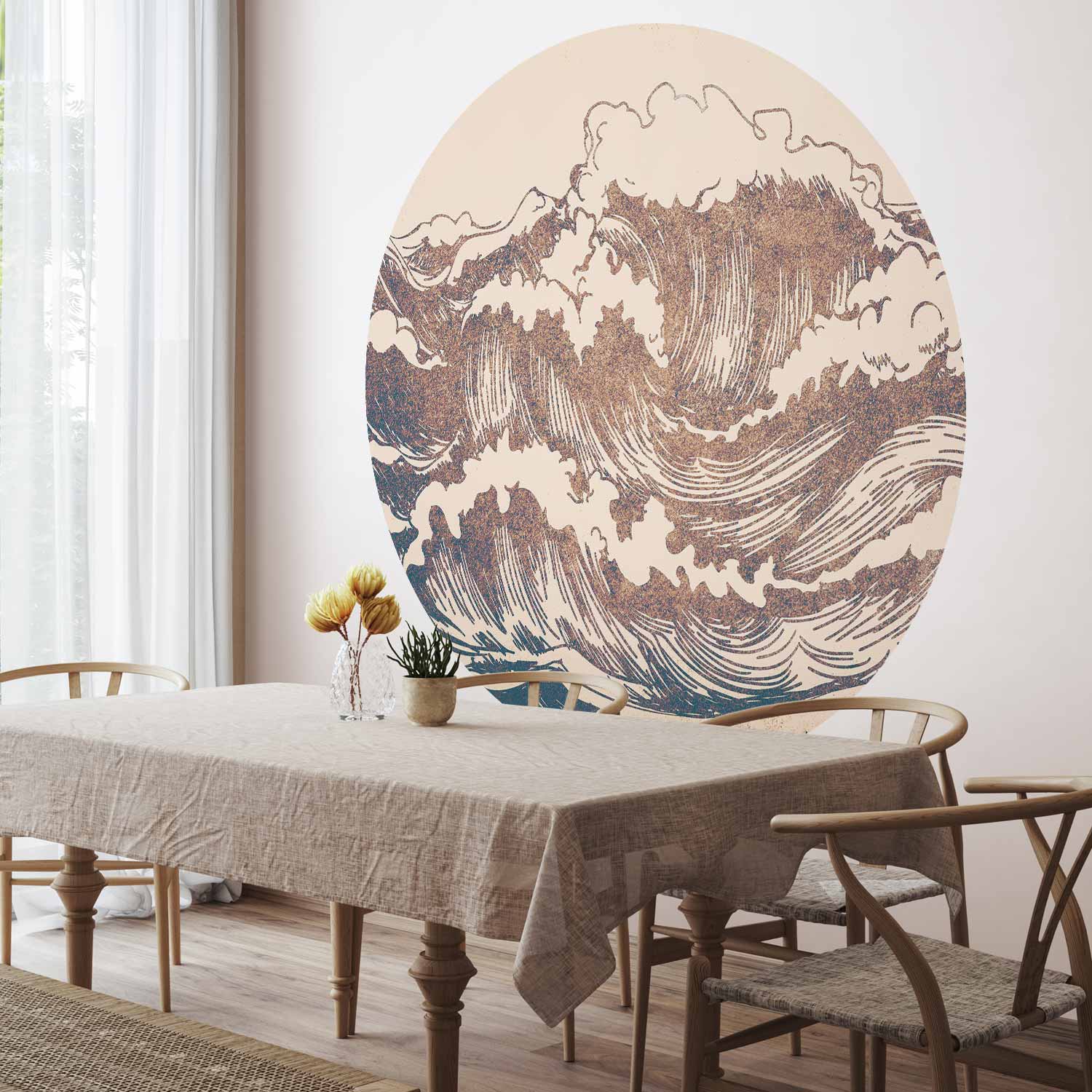 Japanese Giant Waves Round Wall Mural