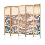 Japanese Room Divider Turbulent Ocean Waves - Vintage Style