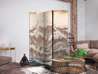 Room Divider Stormy Ocean in Brown and Navy - Vintage Style