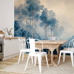 Illustrative Blue Forest Landscape Wall Mural