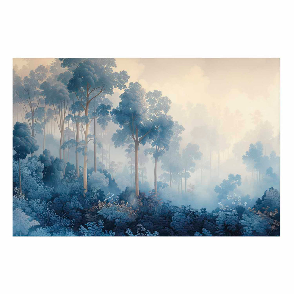 Misty Blue Forest Landscape Poster