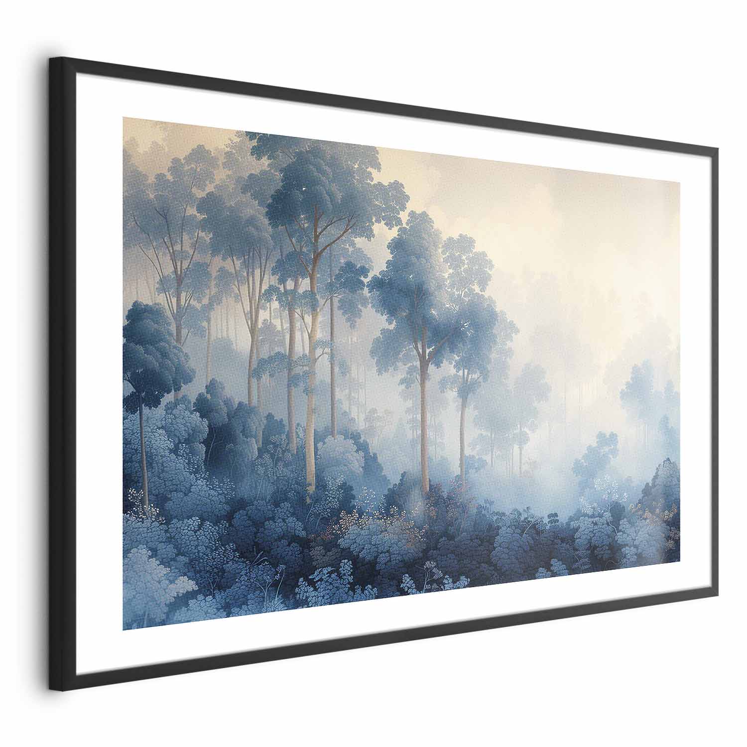 Misty Blue Forest Landscape Poster