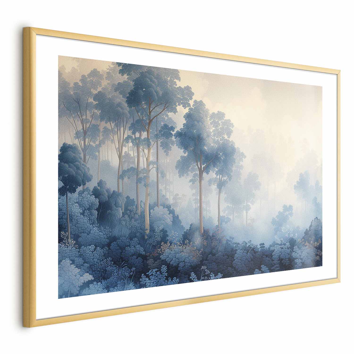 Misty Blue Forest Landscape Poster