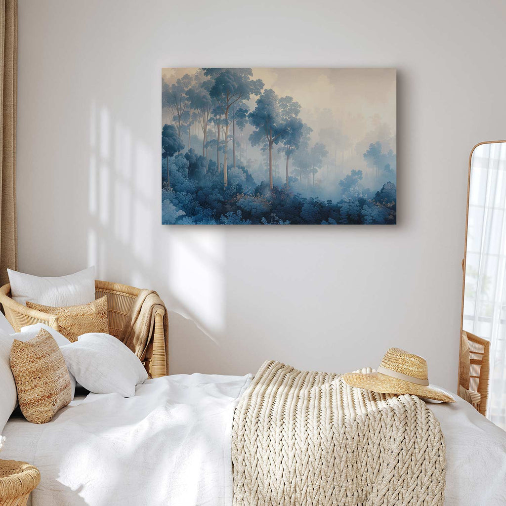 Fairy-Tale Blue Forest Landscape Canvas Print