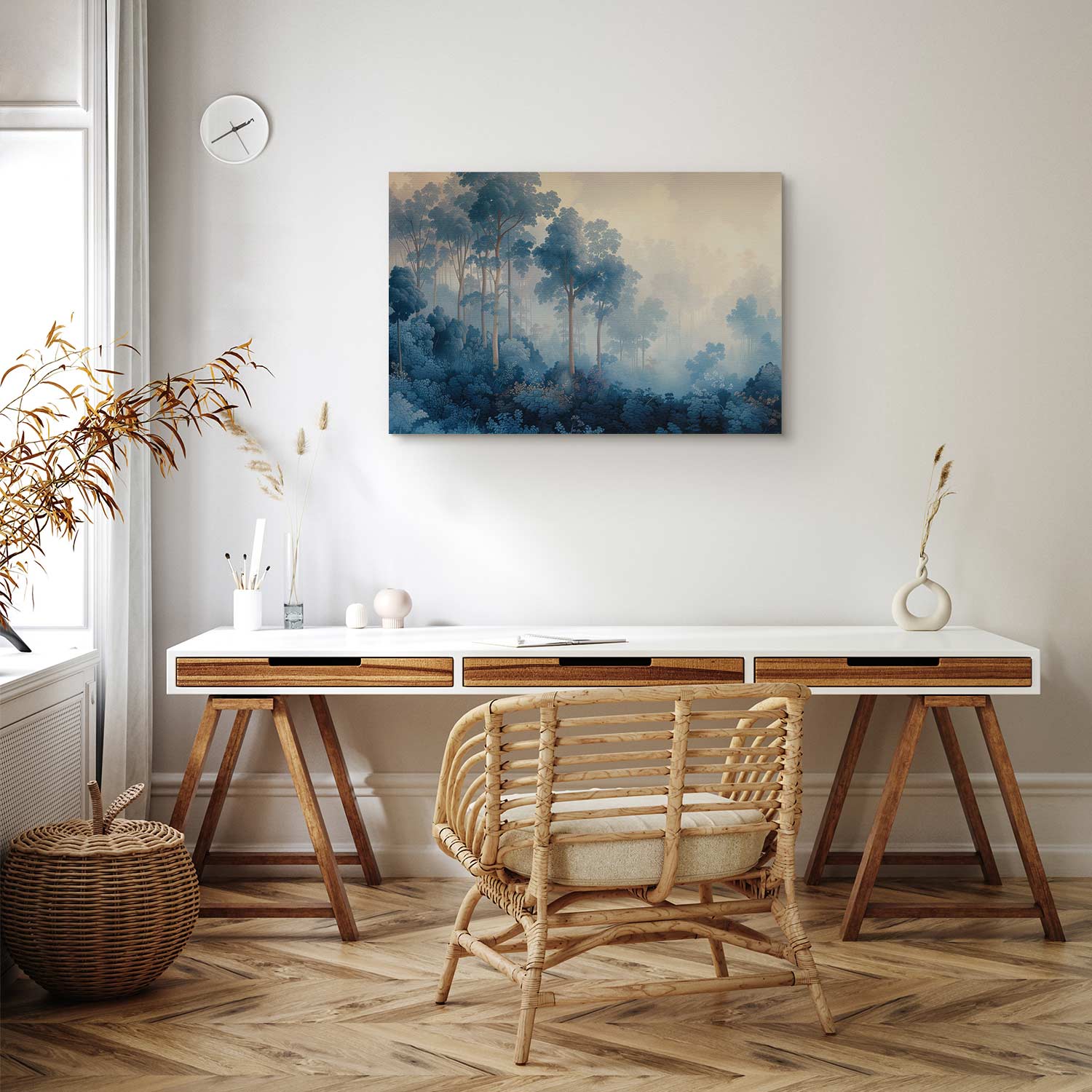 Fairy-Tale Blue Forest Landscape Canvas Print