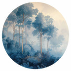 Misty Blue Forest Landscape Round Wall Mural