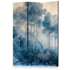 Room Divider - Landscape With Trees in Illustration Style (Blue Forest)