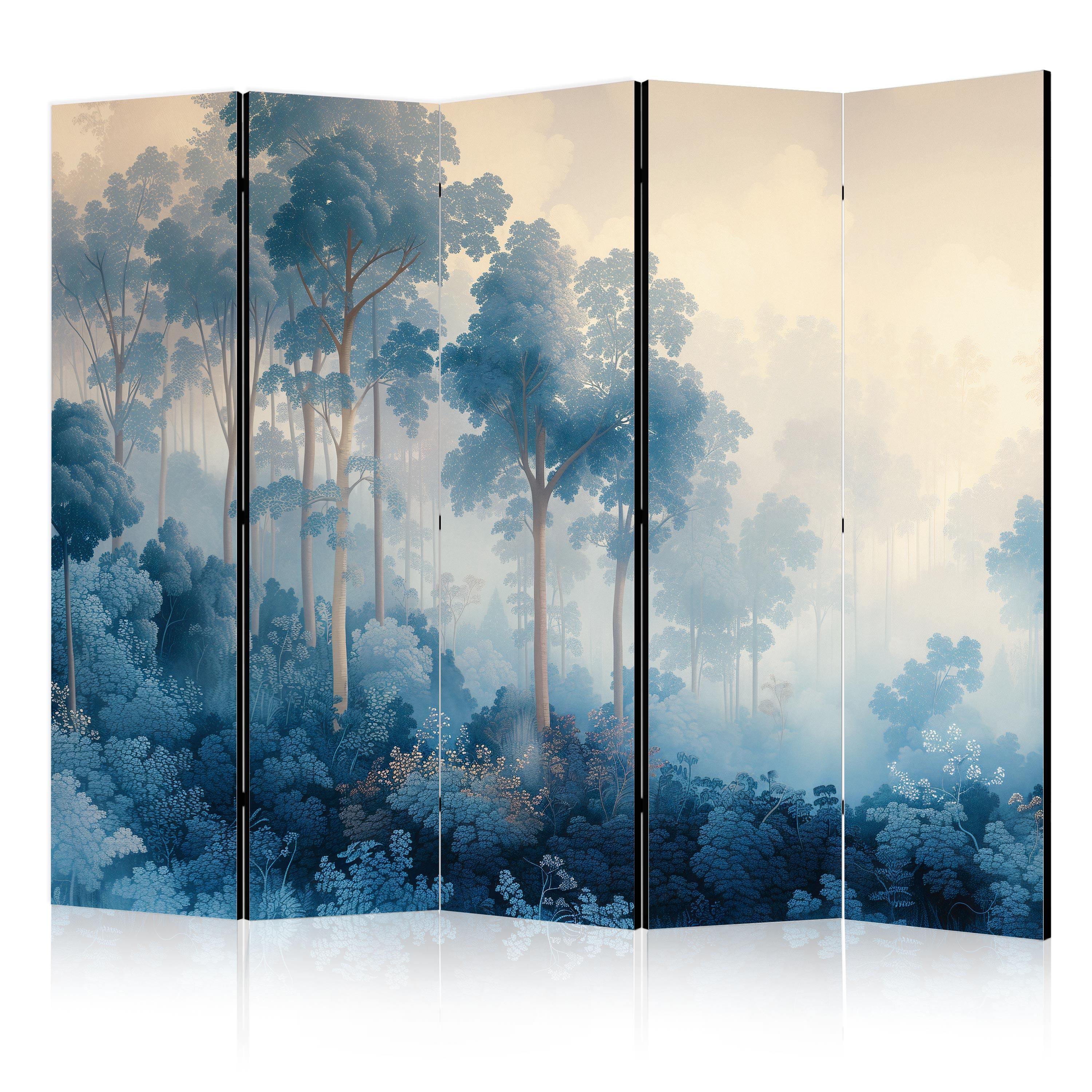 Room Divider Floral Landscape 5-Panel - Illustration Style
