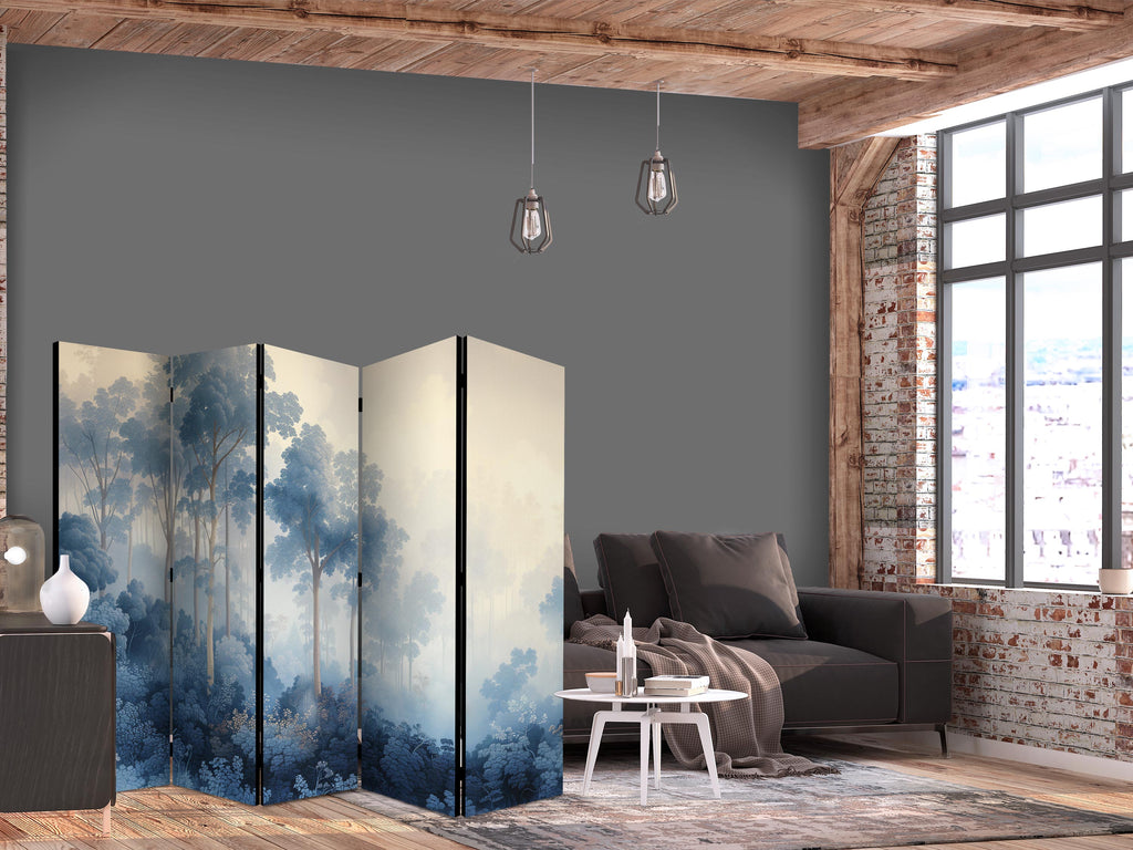 Room Divider Floral Landscape 5-Panel - Illustration Style