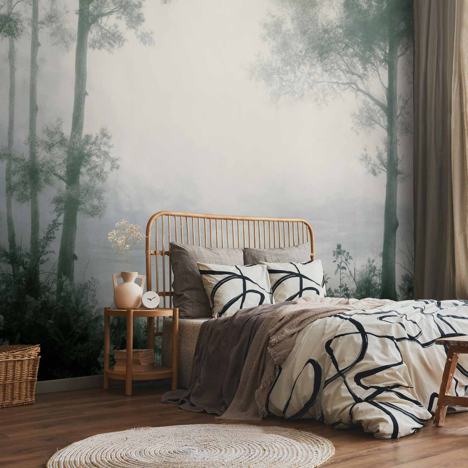 Retro Grove Trees Landscape Wall Mural