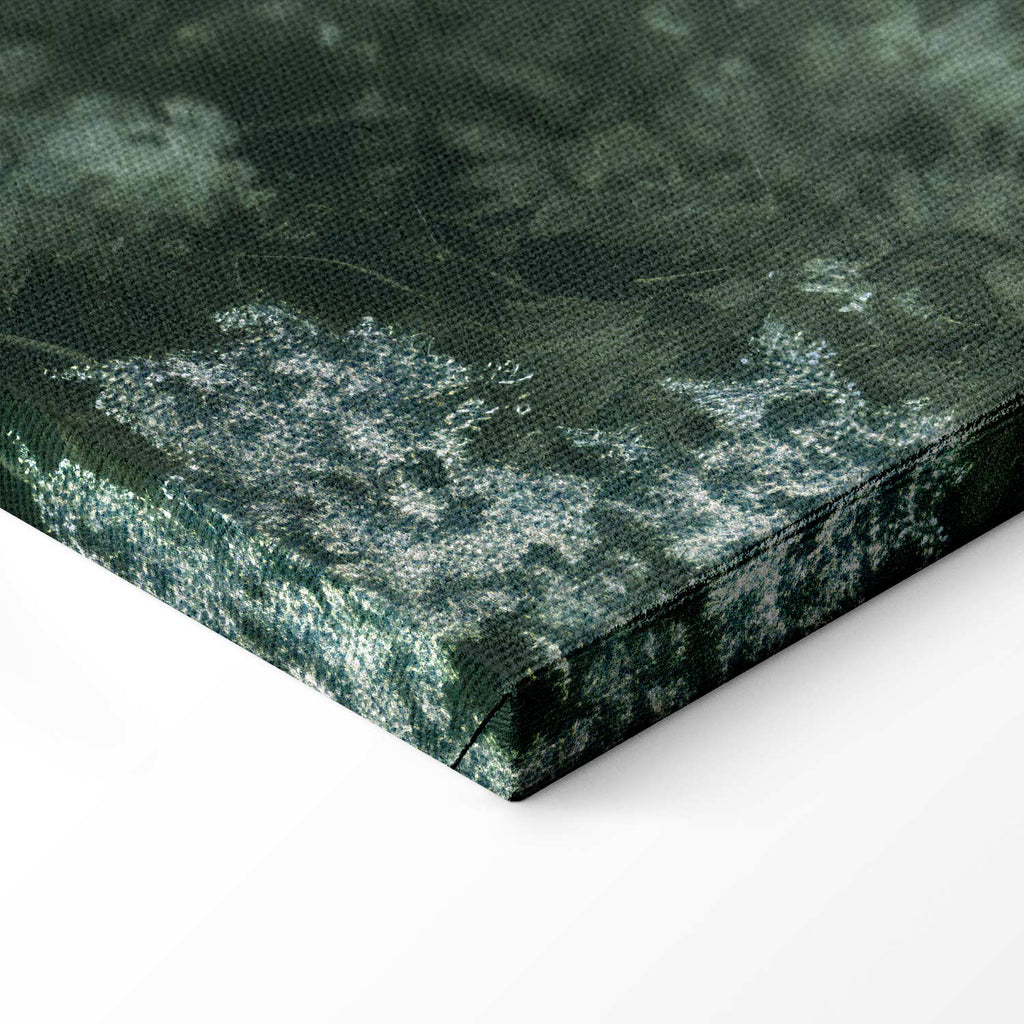 Retro Green Grove Trees and Pond Landscape Canvas Print