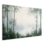 Canvas Print - Retro Landscape Grove Trees and Pond in Patinated Shades of Green