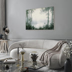 Canvas Print - Retro Landscape Grove Trees and Pond in Patinated Shades of Green