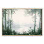 Retro Green Grove Trees and Pond Landscape Canvas Print