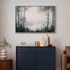 Canvas Print - Retro Landscape Grove Trees and Pond in Patinated Shades of Green