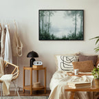 Canvas Print - Retro Landscape Grove Trees and Pond in Patinated Shades of Green