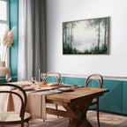 Canvas Print - Retro Landscape Grove Trees and Pond in Patinated Shades of Green