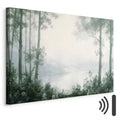 Retro Green Grove Trees and Pond Landscape Canvas Print