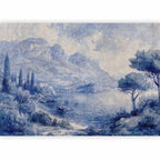 Lake Como Blue Ink Italian Landscape Wall Mural