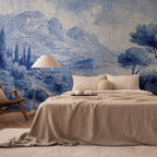 Lake Como Blue Ink Italian Landscape Wall Mural