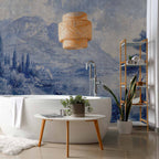 Lake Como Blue Ink Italian Landscape Wall Mural