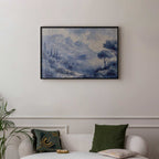 Blue Ink Lake Como Italian Landscape Poster