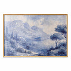 Blue Ink Lake Como Italian Landscape Poster