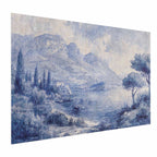 Blue Ink Lake Como Italian Landscape Poster