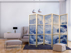 Room Divider 5-panel Japanese Landscape in Blue