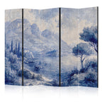 Room Divider Italian Landscape Lake Como Painted in Blue