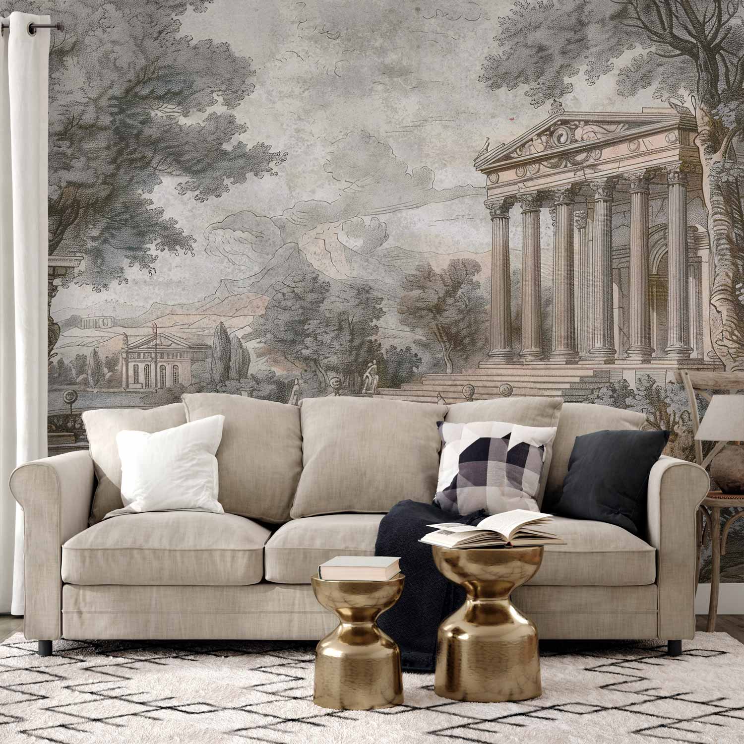 Greek Temple Hill Landscape Wall Mural