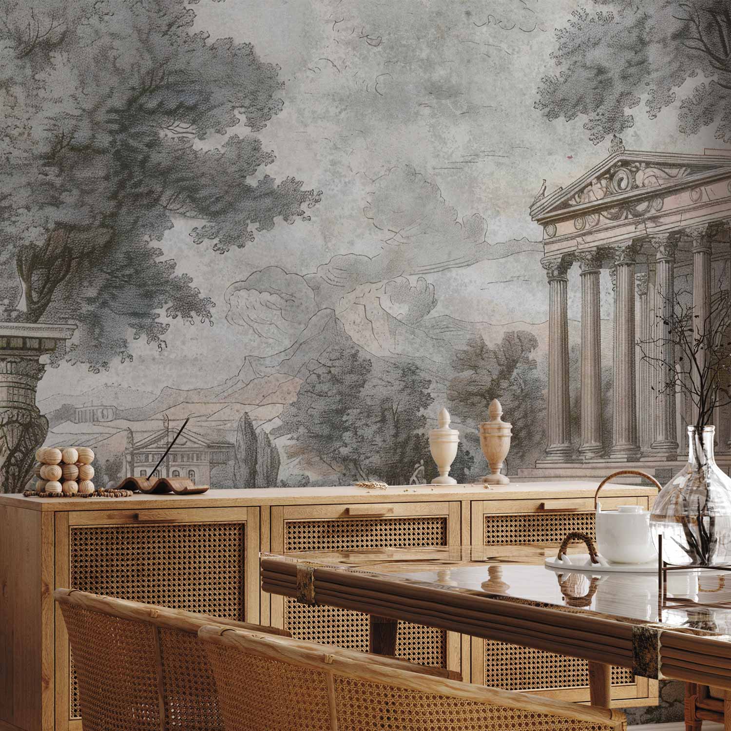 Greek Temple Hill Landscape Wall Mural