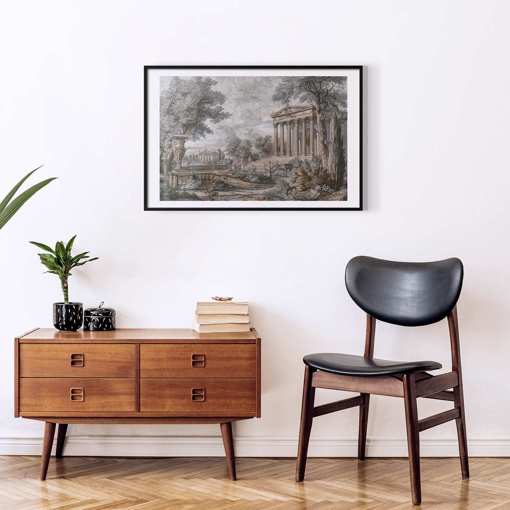 Muted Greek Temple on Hill Architecture Poster