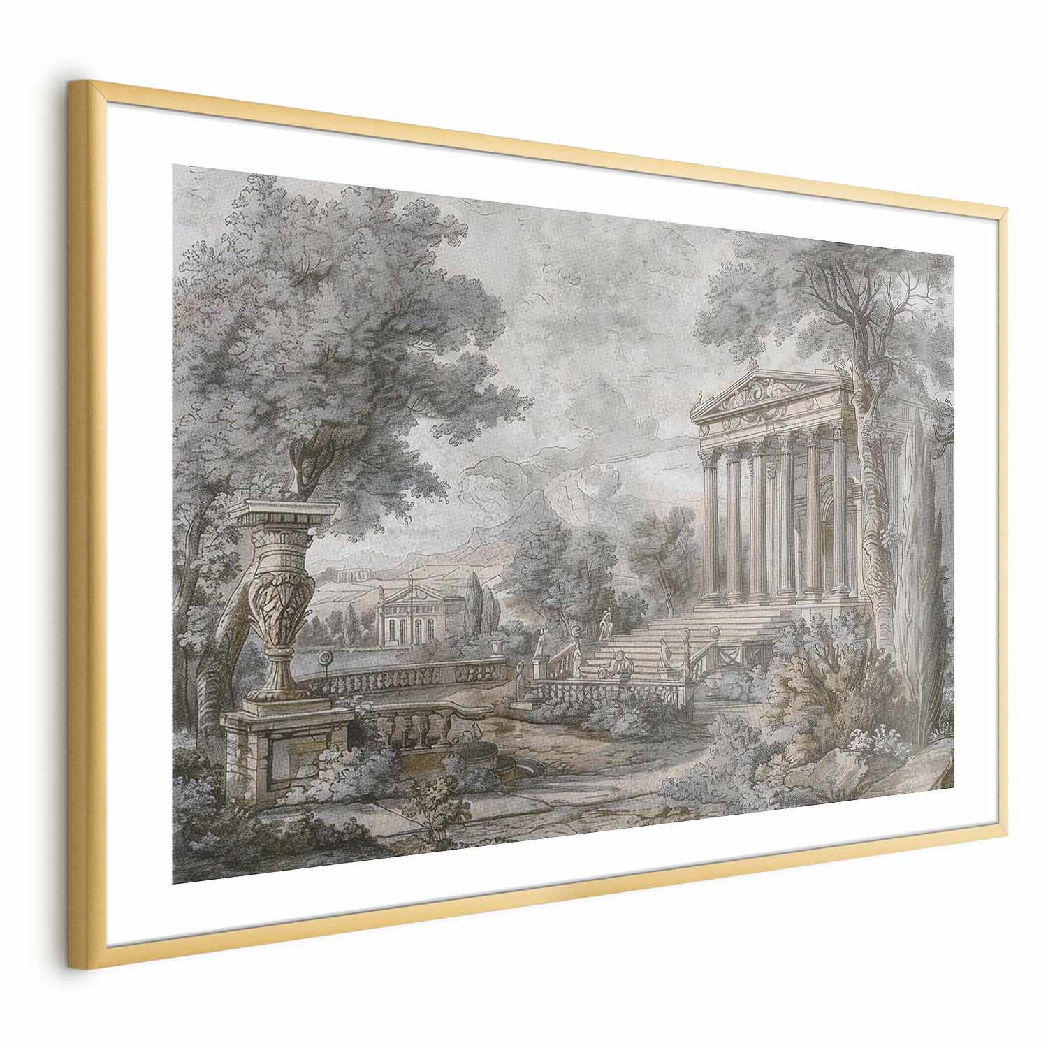 Muted Greek Temple on Hill Architecture Poster