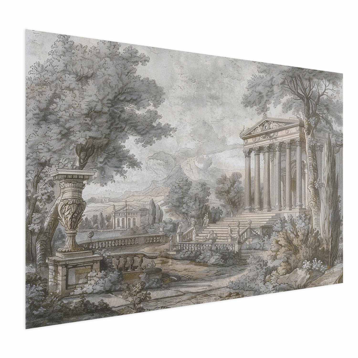 Muted Greek Temple on Hill Architecture Poster