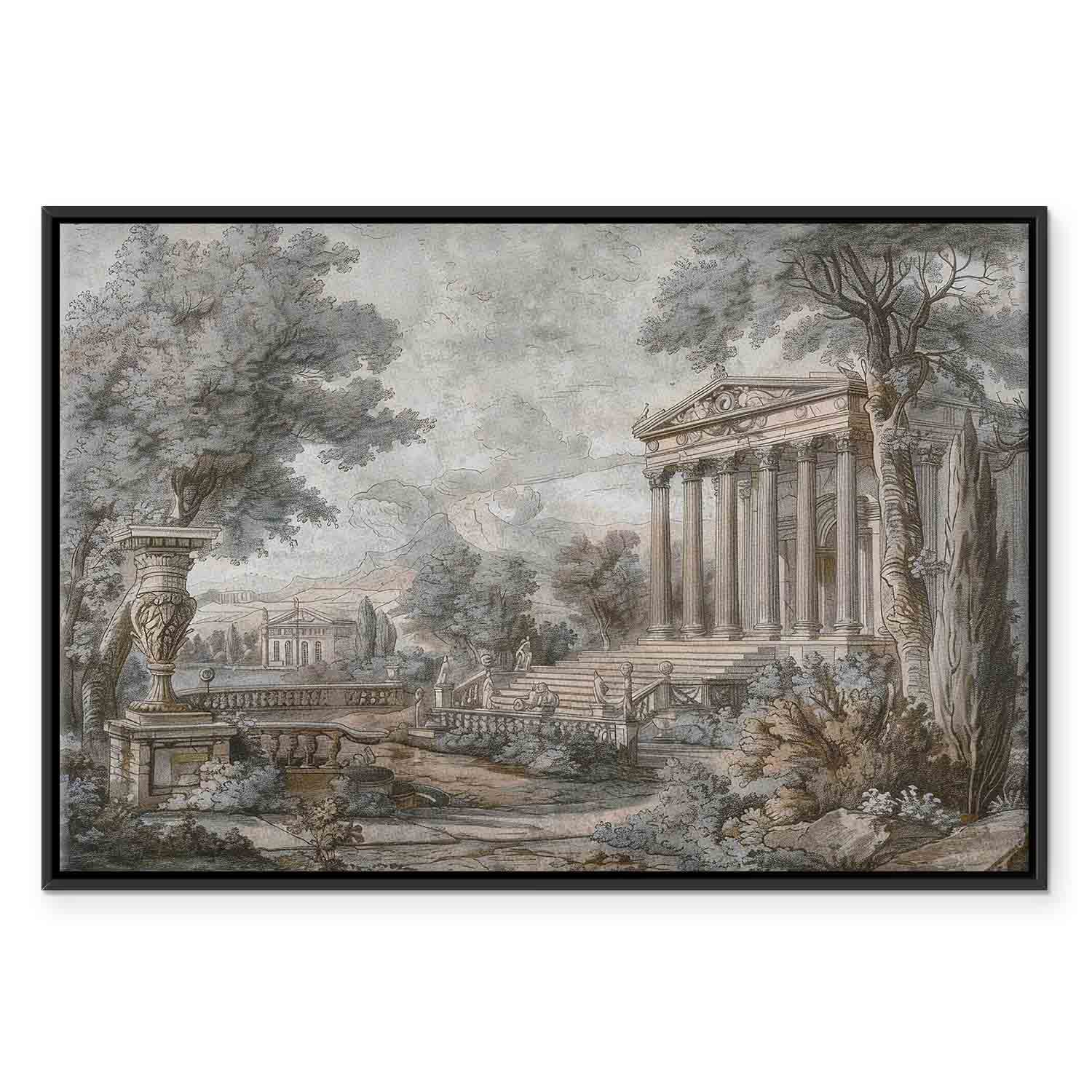 Greek Temple on a Hill Vintage Canvas Print