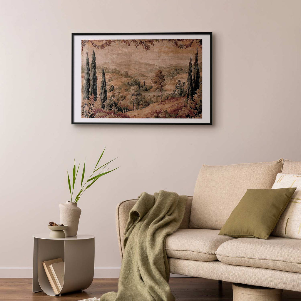 Mediterranean Hill and Lake Tapestry Landscape Poster