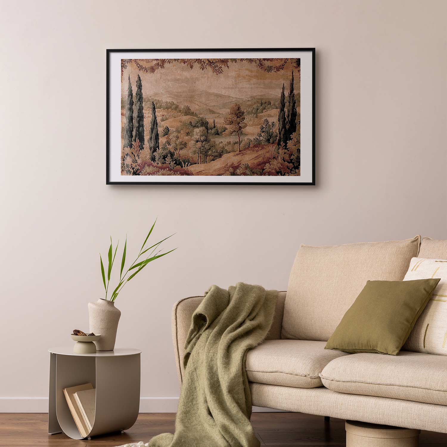 Mediterranean Hill and Lake Tapestry Landscape Poster