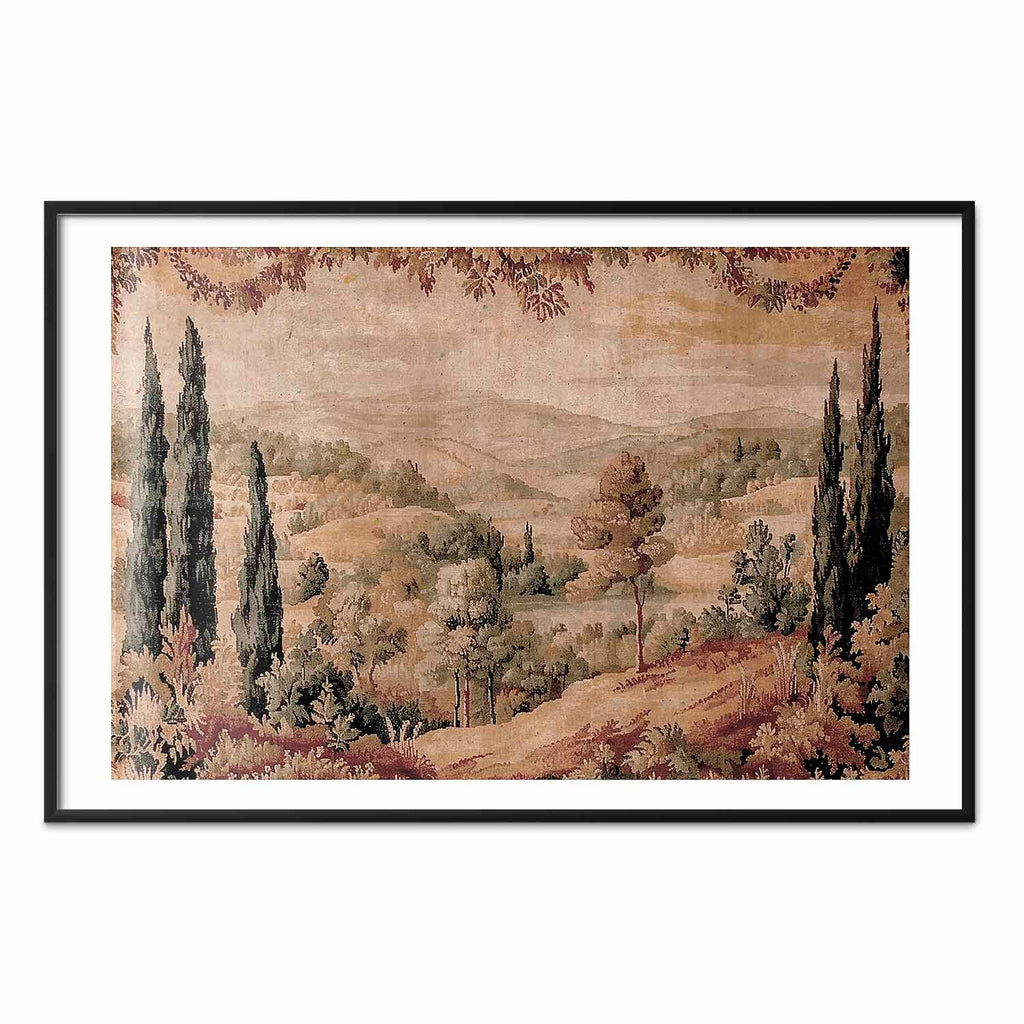 Mediterranean Hill and Lake Tapestry Landscape Poster