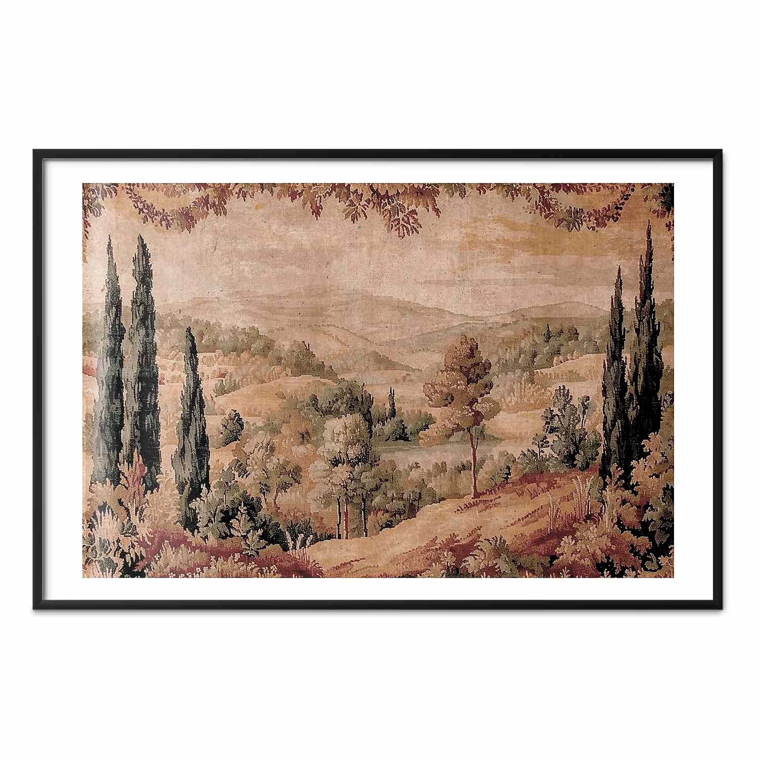 Mediterranean Hill and Lake Tapestry Landscape Poster