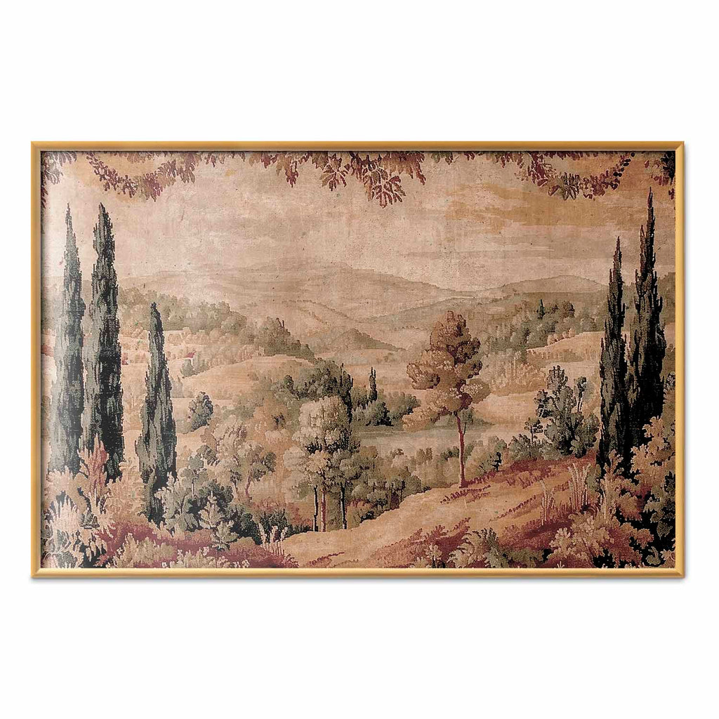 Mediterranean Hill and Lake Tapestry Landscape Poster